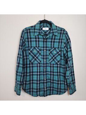 TNA by Aritzia Long Sleeve Plaid Flannel Shirt Green Blue sz S men Cozy
